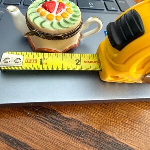 Limoges Ceramic Teapot with Green and Red Fruit Design